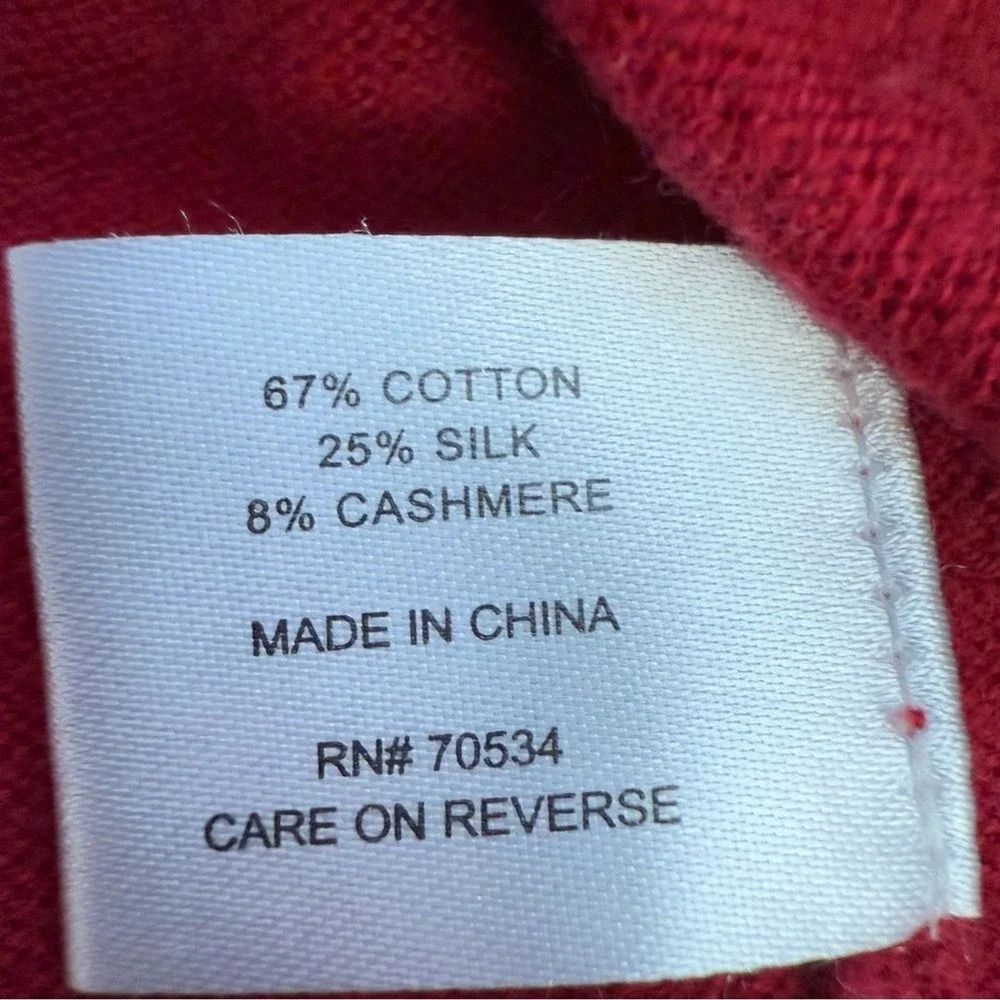 Orvis Men's Red Long Sleeve Quarter‎ Zip Cashmere Blend Pullover Size Large